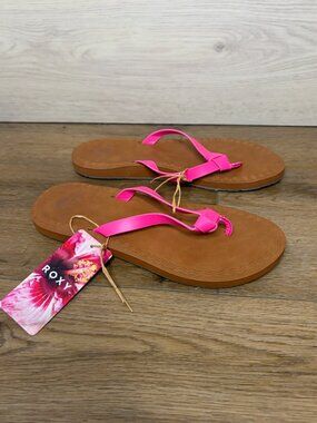 Roxy Luv Me Knot Thong Flip Flops Sandals Women's Hot Pink Size 7 US NWT